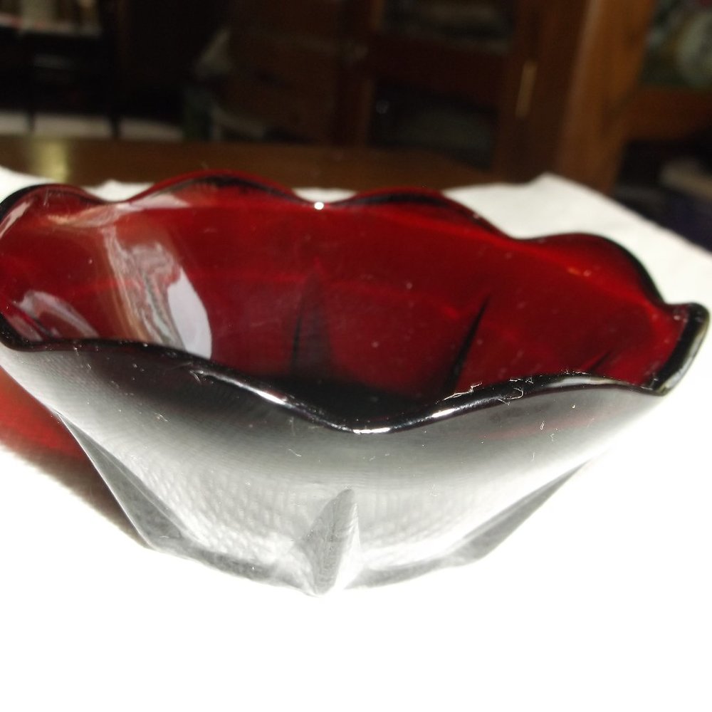 vintage ruby red depression glass sauce bowl
